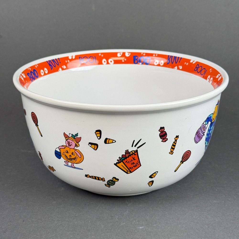 Disney Store Large Winnie the Pooh Halloween Ceramic Candy Bowl Tigger Piglet